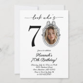 モダンな見た目は70歳の写真 大人の誕生日 招待状 (正面)