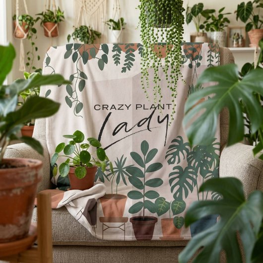 モダンな観葉植物好き フリースブランケット