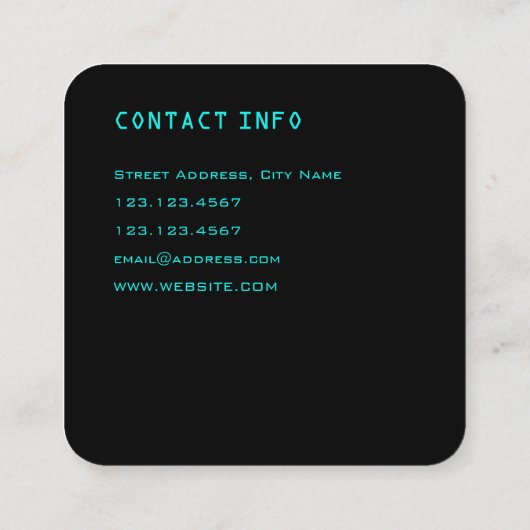 モダンな記号による演劇ボタンの三角形 スクエア名刺 (裏面)