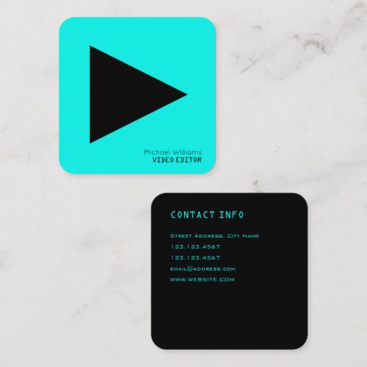 モダンな記号による演劇ボタンの三角形 スクエア名刺 (正面/裏面)