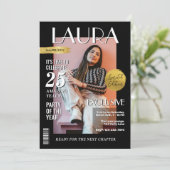 モダンな誕生日カスタム雑誌表紙、ポートレート 招待状 (スタンド正面)