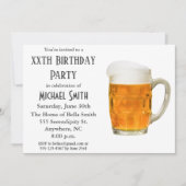 モダンな誕生日パーティーのビール乾杯 招待状 (正面)