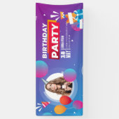 モダンな誕生日パーティー横型バナー 横断幕 (縦)