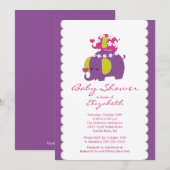 モダンな象のベイビーシャワー招待状　ベイビー＆ママ 招待状 (正面/裏面)