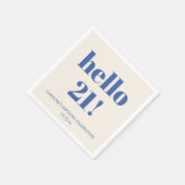 モダンな象牙ブルーの21歳の誕生日を祝うBold Typography スタンダードカクテルナプキン (角)
