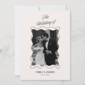 モダンな象牙色とブラウンの結婚式 招待状 (裏面)