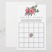 モダンな豪華さのプラムとピンクの花のウェディングビンゴ (正面/裏面)