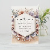 モダンな貝殻ビーチウェディング セーブザデート (スタンド正面)