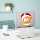 モダンな赤いきのこのステッカー シール (デスク上のノートパソコン)