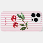 モダンな赤いさくらんぼとピンクのストライプの名前 Case-Mate iPhoneケース (裏面 (横))