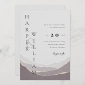 モダンな赤いちぎれた紙の山の結婚式招待状 招待状 (正面/裏面)