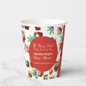 モダンな赤いイチゴとブルーベリーのスイートベイビーシャワー 紙コップ (裏面)