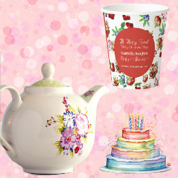 モダンな赤いイチゴとブルーベリーのスイートベイビーシャワー 紙コップ