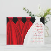 モダンな赤いウェディングシャワーのドレス ブライズメイド ブライダルシャワー 招待状 (スタンド正面)