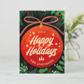 モダンな赤いクリスマスのボール飾り - 植物 シーズンカード (スタンド正面)