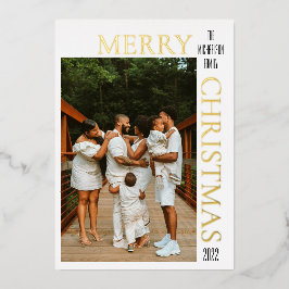 モダンな赤いクリスマスの写真 箔シーズンカード