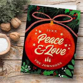 モダンな赤いクリスマスボールオーナメント 植物学 シーズンカード