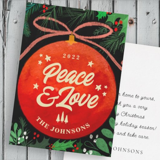 モダンな赤いクリスマスボールオーナメント - 植物学 シーズンカード