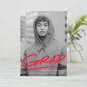 モダンな赤いダッシュの写真 卒業パーティー 招待状 (スタンド正面)