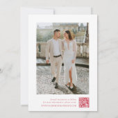 モダンな赤いダブルボーダー2枚の写真の結婚式 セーブザデート (裏面)