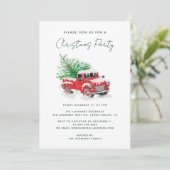 モダンな赤いトラックのクリスマスパーティー 招待状 (スタンド正面)