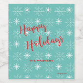 モダンな赤いハッピーホリデー ワインボトルラベル ワインラベル (シングルラベル)