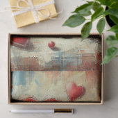 モダンな赤いハートの描かれたティッシュペーパー 薄葉紙 (ギフト)