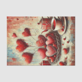 モダンな赤いハートの描かれたティッシュペーパー 薄葉紙