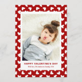 モダンな赤いハートの模様の1枚の写真のバレンタインデー シーズンカード (正面)