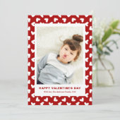 モダンな赤いハートの模様の1枚の写真のバレンタインデー シーズンカード (スタンド正面)