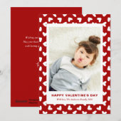 モダンな赤いハートの模様の1枚の写真 バレンタインデー シーズンカード (正面/裏面)