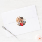 モダンな赤いハートの結婚式の引出物フォト絵画 ラウンドシール (封筒)