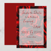 モダンな赤いバラと赤いテキストのSave the Date 招待状 (正面/裏面)