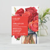 モダンな赤いバラのウェディング・インビテーション 招待状 (スタンド正面)