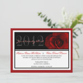 モダンな赤いバラの結婚式の招待 招待状 (スタンド正面)