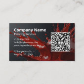 モダンな赤いペインターQRコード 名刺 (正面)