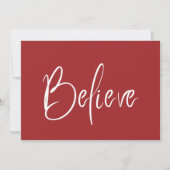 モダンな赤いホリデーシーズン「信じる」 シーズンカード (正面)