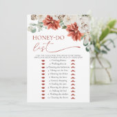 モダンな赤い冬のハニードゥーリスト ブライダルシャワーゲーム 招待状 (スタンド正面)