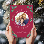 モダンな赤い冬の植物園のクリスマス写真 シーズンカード