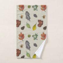 モダンな赤い実の鳥 | タオル