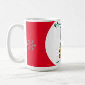 モダンな赤い幸せな猫の雪の結晶のクリスマス 子猫 Ca コーヒーマグカップ (左)