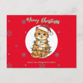 モダンな赤い幸せな猫の雪の結晶 クリスマス 子猫 (正面)