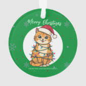 モダンな赤い幸せな猫の雪の結晶 クリスマス 子猫 オーナメント (裏面)