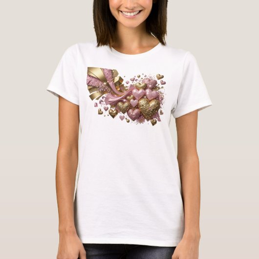 モダンな赤い抽象芸術アートプリント Tシャツ (正面)