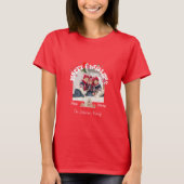 モダンな赤い湾曲した落書き メリークリスマス 写真 Tシャツ (正面)