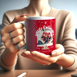 モダンな赤い湾曲グラフィティ メリークリスマス 写真 コーヒーマグカップ
