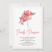 モダンな赤い芍薬のパールとプロセッコのブライズシャワー 招待状 (正面)