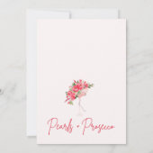 モダンな赤い芍薬のパールとプロセッコのブライズシャワー 招待状 (裏面)