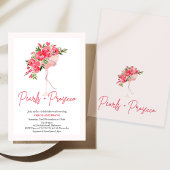 モダンな赤い芍薬のパールとプロセッコのブライズシャワー 招待状