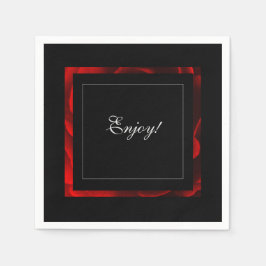 モダンな赤い花のアクセント スタンダードカクテルナプキン